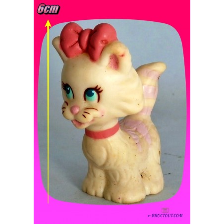 Figurine les animaux domestiques - chat avec nœud rose sur la tête - TYCO 1991