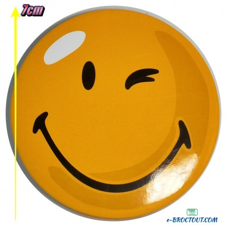 Badge smiley - Diamètre 7cm