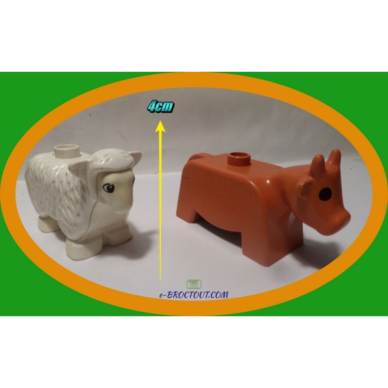 Figurine Duplo Lego - Lot de 02 animaux de la ferme - Mouton et vache