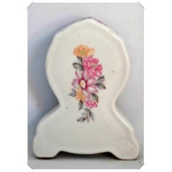 Mini horloge en porcelaine de chine motif floral - La Blanche Porte 1990