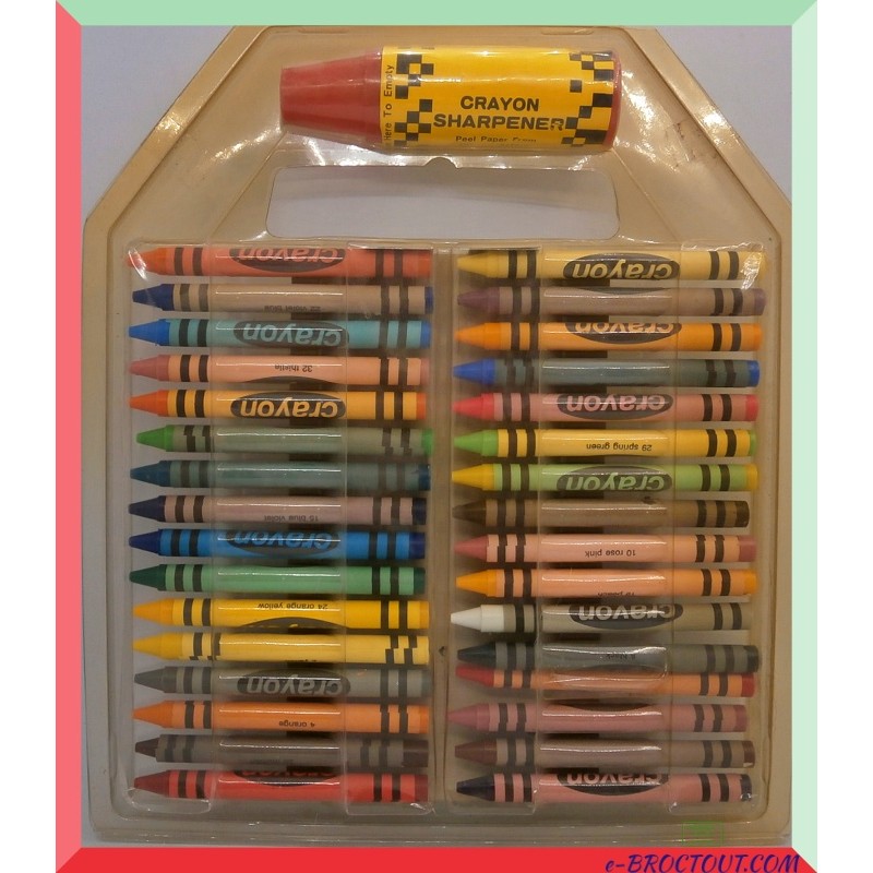 Coffret Plastique De 32 Crayons De Couleur Pastel Et Son Taille Crayon