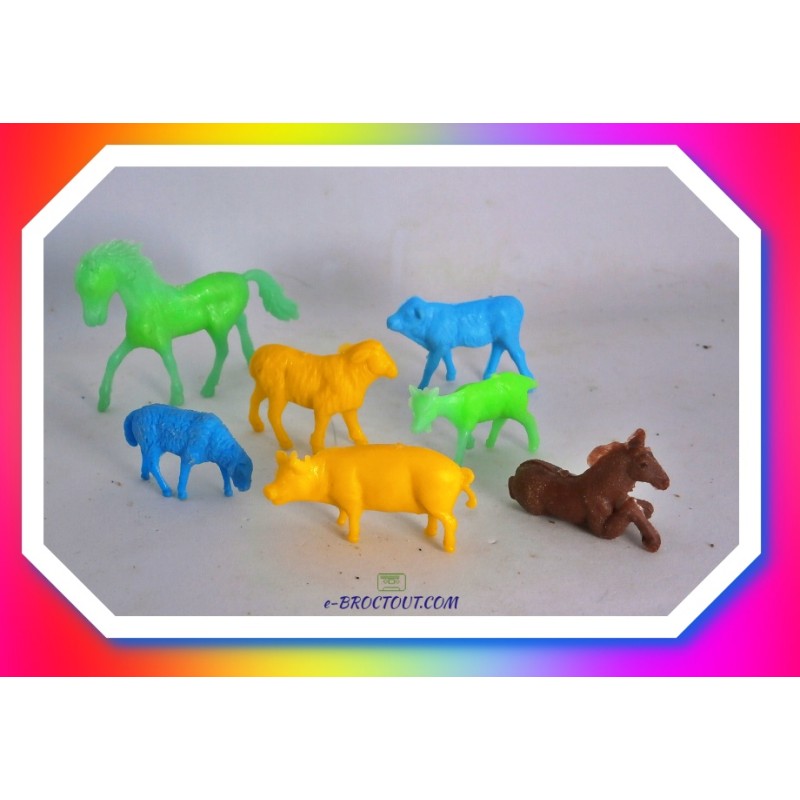 Figurine les animaux de la ferme - Lot de 07 animaux monochromes