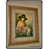 Tableau Relief 3D - La Dame Au Chapeau - Reproduction Toile Vicente Roso Par Andrée