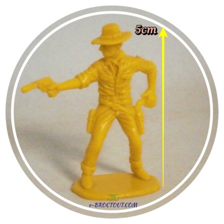 Figurine Far West - Cowboy double pistolet Monochrome jaune - Années 7