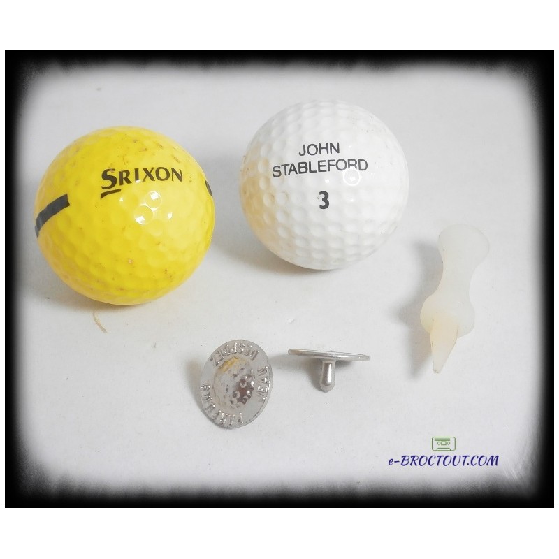 Accessoire Golf : Lot De 02 Balles + 02 Marques Balles + 1 Tee