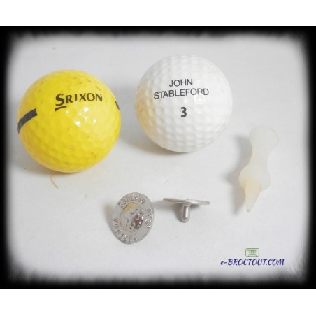 Accessoire Golf : Lot De 02 Balles + 02 Marques Balles + 1 Tee