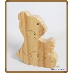 Lot de 3 puzzles bois animaux + 1 figurine bois poule