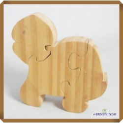 Lot de 3 puzzles bois animaux + 1 figurine bois poule