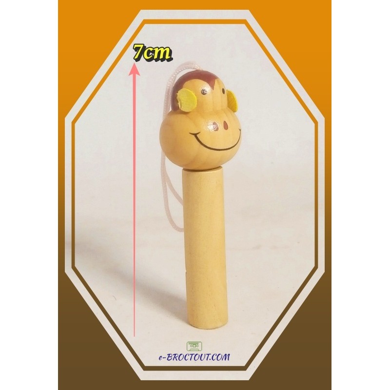 Jouet en bois - Sifflet figurine tête de singe -