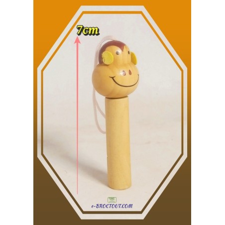 Jouet en bois - Sifflet figurine tête de singe -