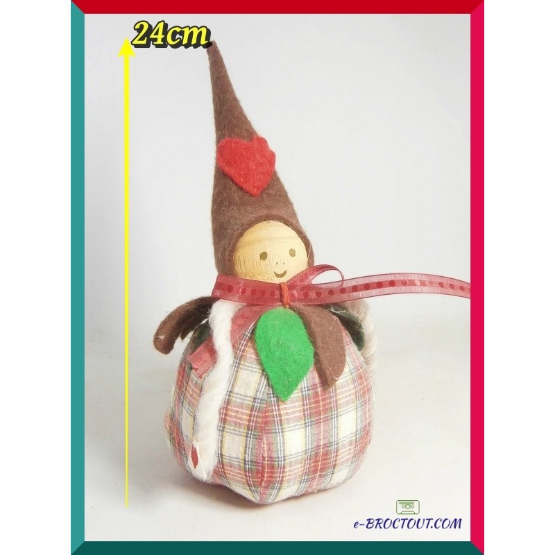 Poupée de chiffon – Nain de Noël – 24 cm – Décoration festive artisanale
