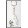 Porte clés Halloween - Fantôme avec tombe RIP - 5cm