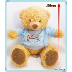 Peluche ours brun avec sweat capuche bleu - Imagin 25cm