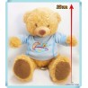 Peluche ours brun avec sweat capuche bleu - Imagin 25cm