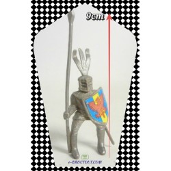 Figurine Les Chevaliers - Soldat Cavalier Médiéval En Armure Sans Son Cheval - Monochrome Gris - Timpo Toys 1960