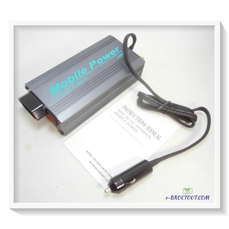 Convertisseur - Onduleur De Voiture 12 Volts En 220 Volts Puissance 150 Watts