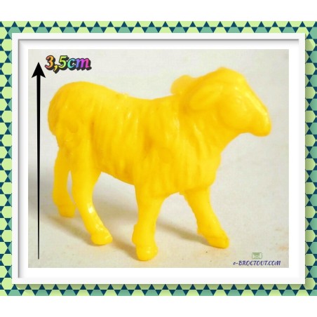 Figurine les Animaux de la Ferme - Le mouton - Monochrome jaune - Vintage