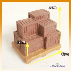 Diorama - Bloc De Caisses De Transport Marron Empilées Sur Une Palette En Plastique - Kentoys 1998