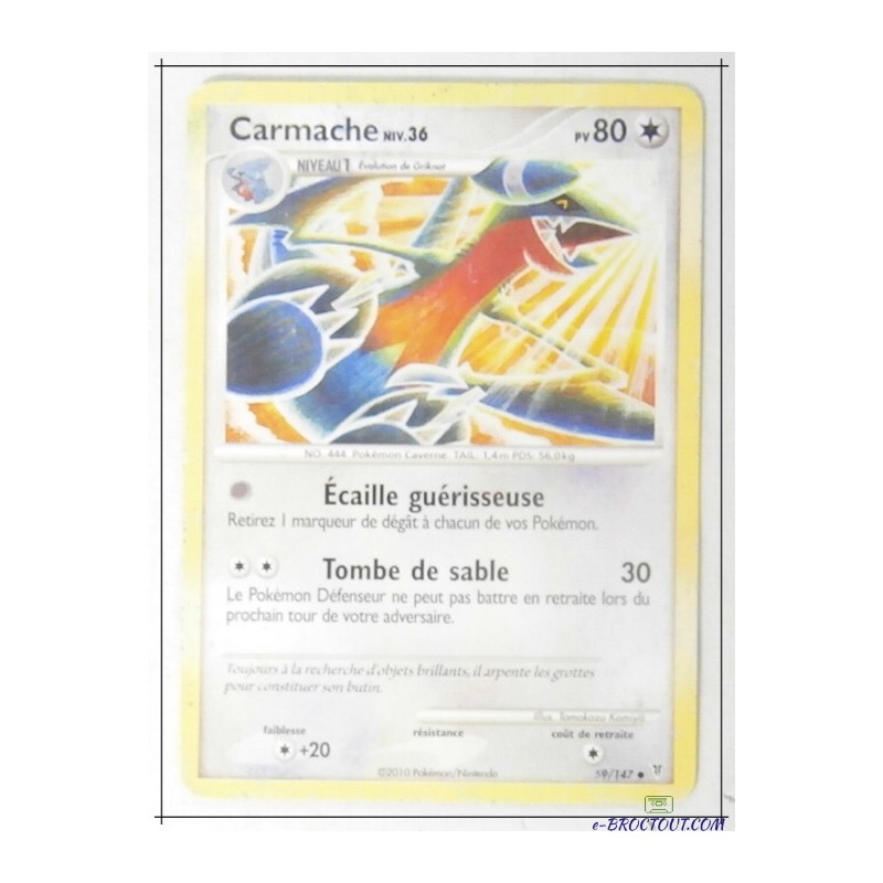 Carte Pokémon Carmache - NIV. 36 - PV 80 - 59/147 - 2010