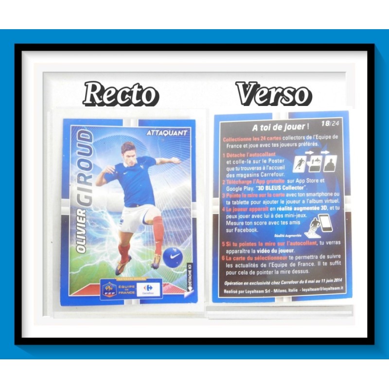 Carte Equipe de France de Football - Joueur 3D Olivier Giroud - Carrefour Collector 2014