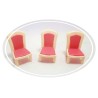 Accessoires pour maison de poupées : Ensemble de 03 chaises assise rose