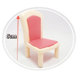 Accessoires pour maison de poupées : Ensemble de 03 chaises assise rose