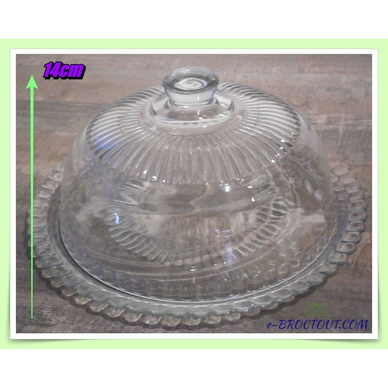 Assiette plateau et cloche en verre