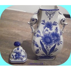 Vase En Faience Décor Floral Bleu Holland