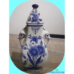 Vase En Faience Décor Floral Bleu Holland