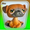 Figurine Série Littlest PetShop - petit chien bulldog marron - 2007